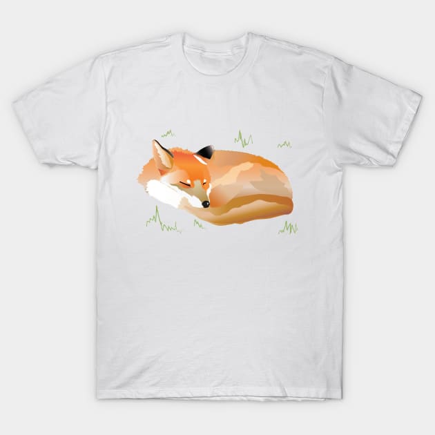 Sleepy Fox T-Shirt by Rowanthorn